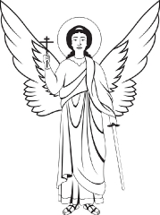 guardian angel with sword christian black outline clipart