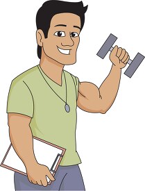 gym trainer with weight clipart