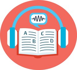headphone with book round background clipart