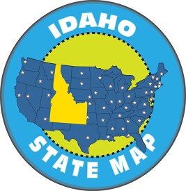 idaho state map with us map round design