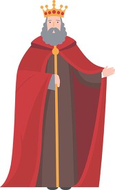 illustration of a medieval ruler holding a scepter and extending
