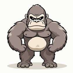 large gorilla with a frowning face and thick arms