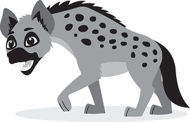 llustration of a hyena walking with mean look gray color clip ar