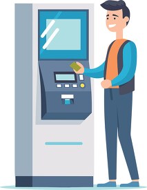 man using an ATM machine to withdraw money
