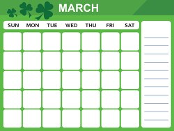 march calendar with days of the week printable