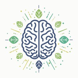 mental health brain icon surrounded by designs