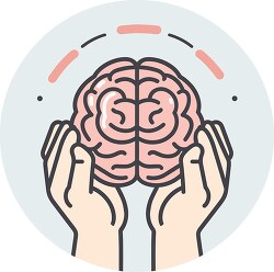 mental health hand holds a brain icon