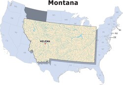 Montana state large usa map clipart
