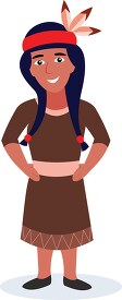 native american indian female in traditional clothing clipart