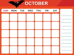 october calendar with days of the week printable