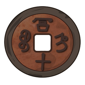 old chinese tang dynasty bronze coin vector clipart