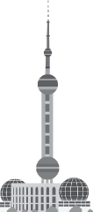 oriental pearl tower shanghai china city skyline gray color clip