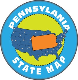pennsylvania state map with us map round design
