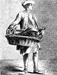 18th century french man sellsing spoons and larding pins