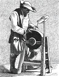 18th century french man working with a knife grinder