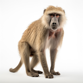 baboon ifront vire solated on white background