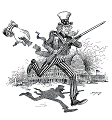 black and white american political cartoon a0401