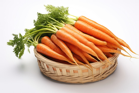 carrots high in vitamins freshly picked and placed in a basket 2