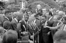 Civil rights leaders talk with reporters