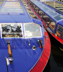closeup tourist canal boat