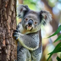 cute koala hangs on tree 4