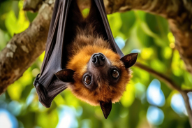 Flying Fox hanging from a tree branch