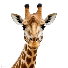 Giraffe closeup isolated on white background