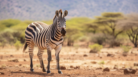 grevys zebra stands in the dry habitat of africa