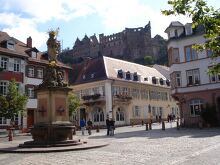 Heidelberg Castle as viewed from a town square