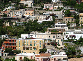 houses built along the hillside amalfi coast