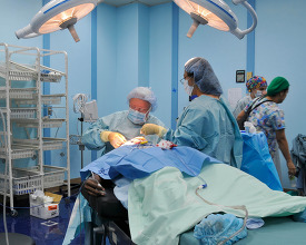 Plastic surgeon performs reconstructive surgery