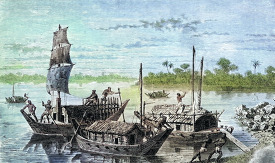 scene on ganges river historical illustration