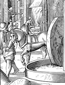the manufacture of oil medieval illustration