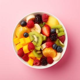 top down look at a Bowl of healthy fresh cut fruit