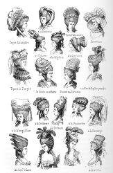 Various Head dresses in the 18th century france