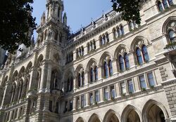 view of the facade of the Rathaus City Hall in Vienna