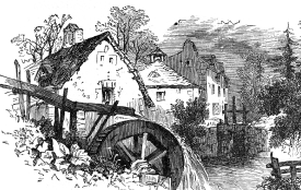 water wheel historical illustration