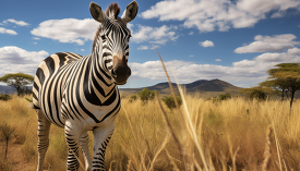Zebra in the grass nature habitat kenya africa