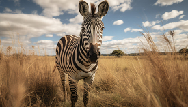 Zebra standing in grass a natural habitat National Park of Kenya