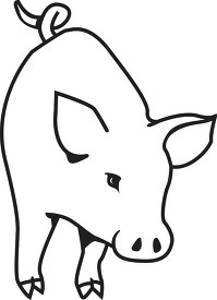 pig with curly tail outline cutout printable clip art