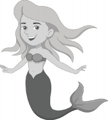 PN mermaid with long blonde hair fantasy gray color clipart