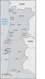 Portugal country map gray color