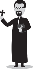 priest with a bible and cross christian religion gray color clip