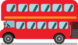 red double decker bus used to transport passengers clipart