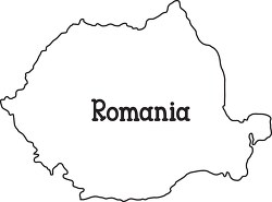 romania black outline map