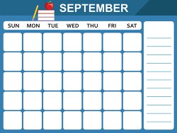 september calendar with days of the week printable