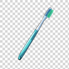 simple cartoon toothbrush with a sleek blue handle and green bri