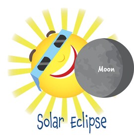 smiling sun cartoon character solar eclipse clipart