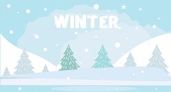 snowy winter scene with winter text clipart