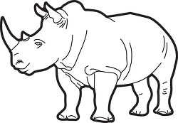 standing rhinoceros shows horn outline printable clip art
